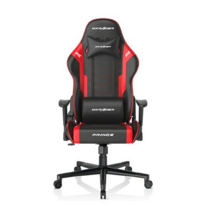 DXRacer Prince Series GC-P132-NR-F2-158 Gaming Chair, 1D Armrests with Soft Surface, Black/Red